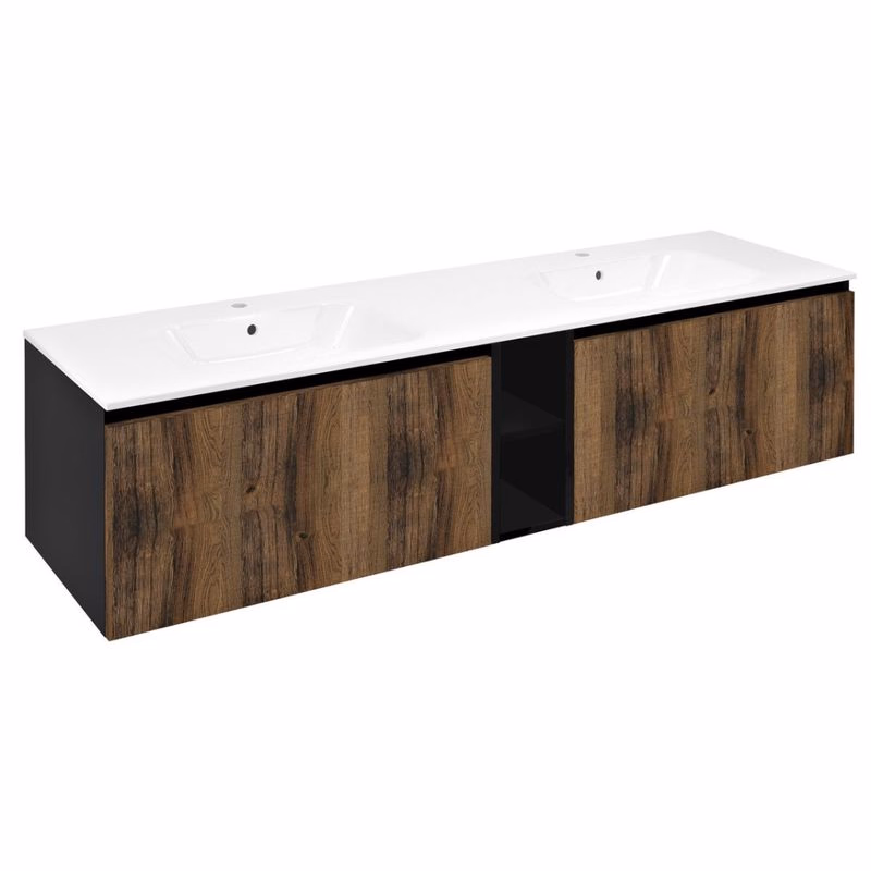 SAPHO - LOREA skrinka 160x46x51,5cm (70+20+70cm), dub collingwood/čierna matná LE070-1935-10