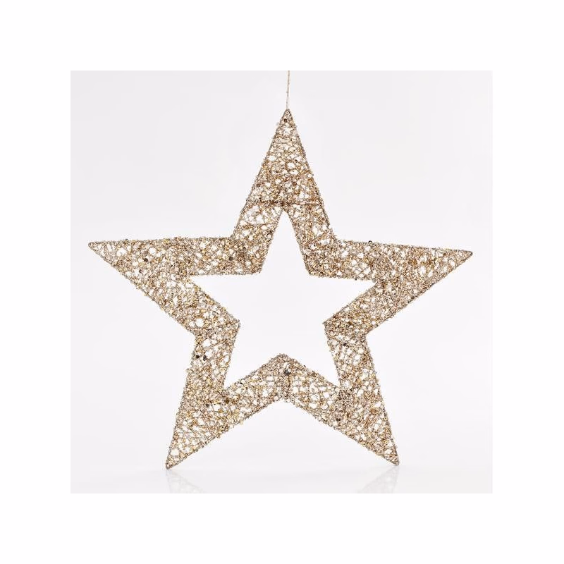 Eurolamp Hviezda, zlatá s glitrami, 60 cm