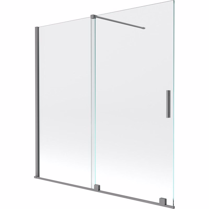 MEXEN/S - Velár dvojkrídlová posuvná vaňová zástena 160 x 150, transparent, grafit metal 896-160-000-01-95