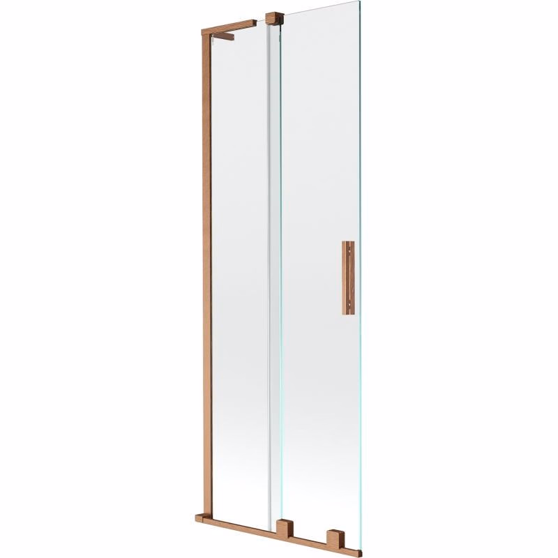 MEXEN/S - Velar L dvojkrídlová posuvná vaňová zástena 75 x 150, transparent, meď kartáčovaná 896-075-003-01-65