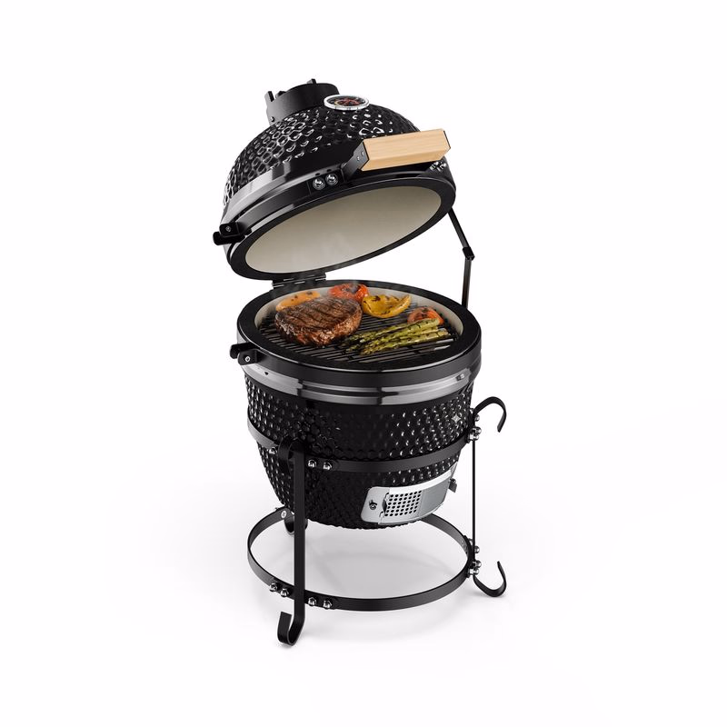 Klarstein Princesize, kamado gril, keramický, 11", údenie, BBQ, pomalé varenie, čierny