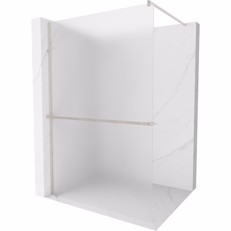 MEXEN/S - Kioto+ Sprchová zástena s poličkou WALK-IN 120 x 200, dekor, nikel kartáčovaný 800-120-121-97-30