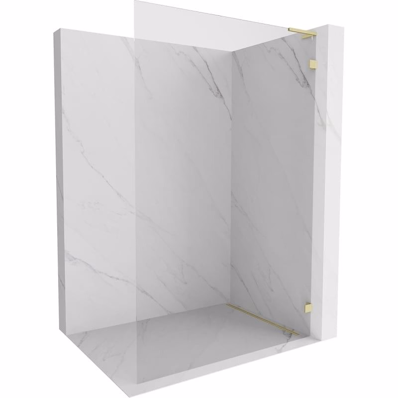 MEXEN/S - Lunar L Sprchová zástena WALK-IN pravá 80 x 200, transparent 8 mm, zlato kefovaná 830L-080-000-55-00-P