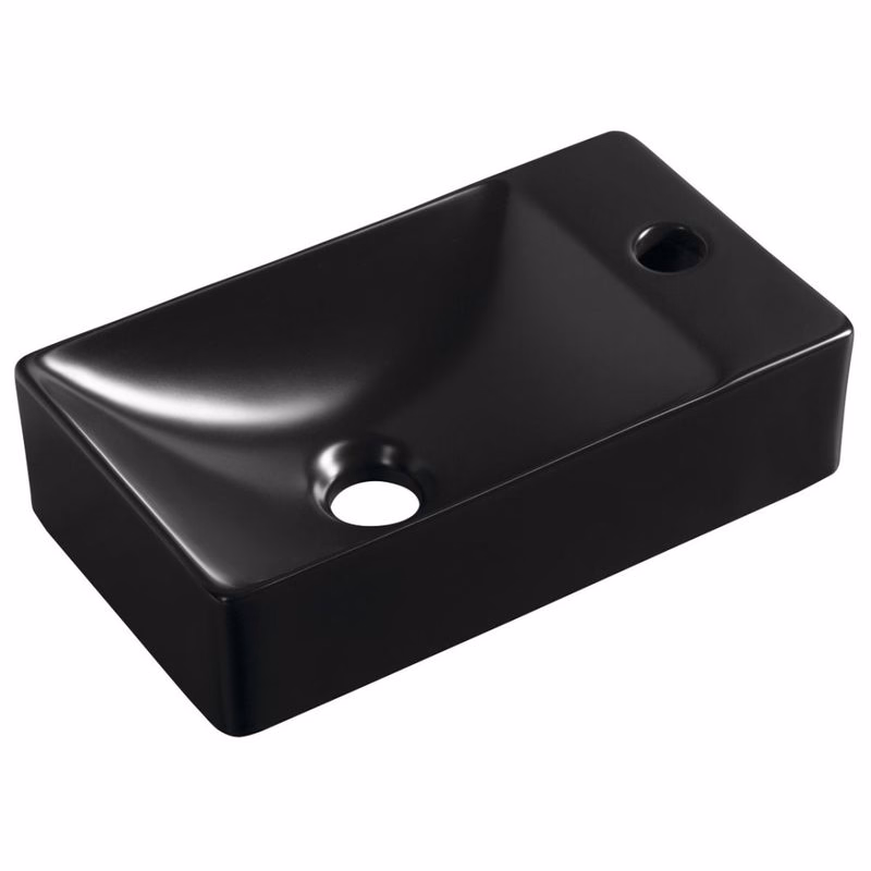 SAPHO - MARGITHA keramické umývadlo 38x22cm, otvor pro batériu vpravo, čierna mat MGT3822B