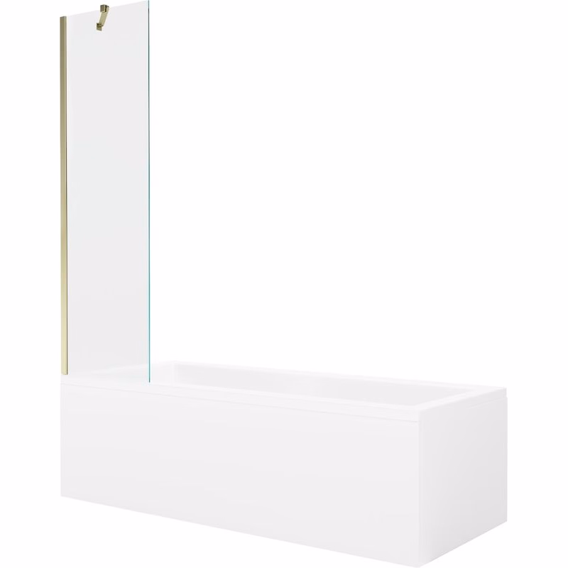 MEXEN/S - Cubik obdĺžniková vaňa 170 x 70 cm s panelom + vaňová zástena 50, transparent, zlatá 550317070X9505000050