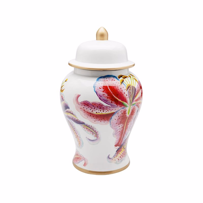 Dekoratívna dóza Lillies Pink Ø26cm