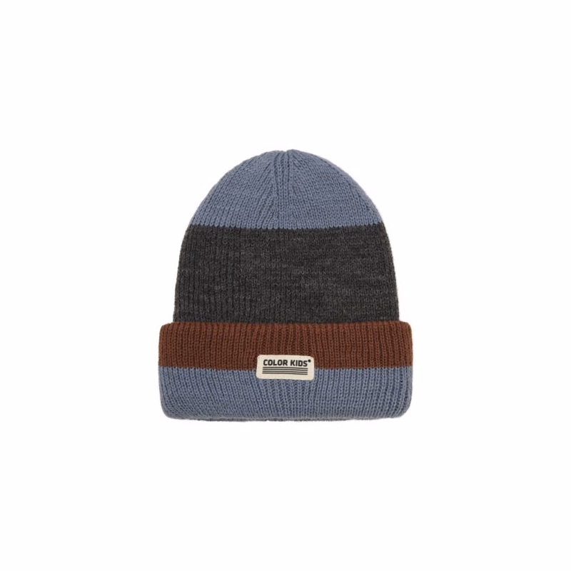 Detská zimná čiapka COLOR KIDS Beanie W. Wool & Contrast-7842-Stormy Weather