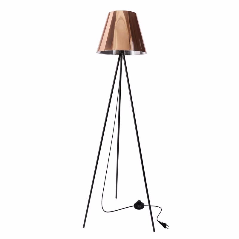 Stojaca lampa PLATINO čierna 1x40W E27 medené tienidlo