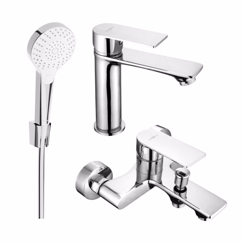 MEXEN/S - Royo R05 Set umývadlové a vaňové batérie s príslušenstvom, chróm 72203R05-00