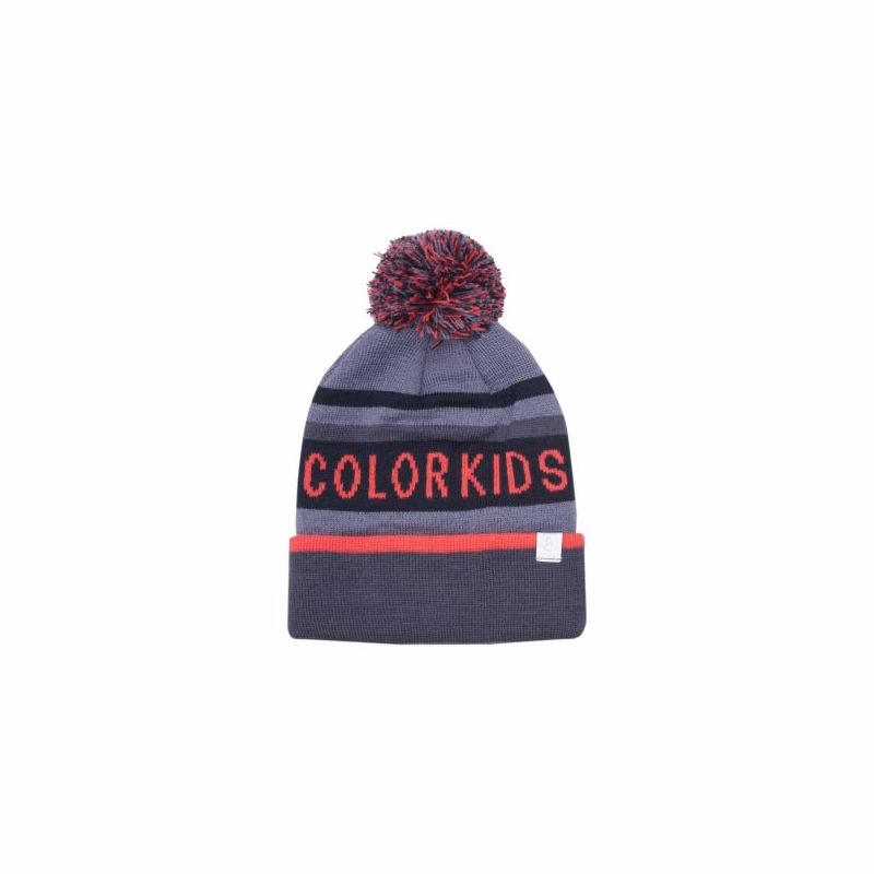 Detská zimná čiapka COLOR KIDS Hat - Logo CK-6915-Graystone