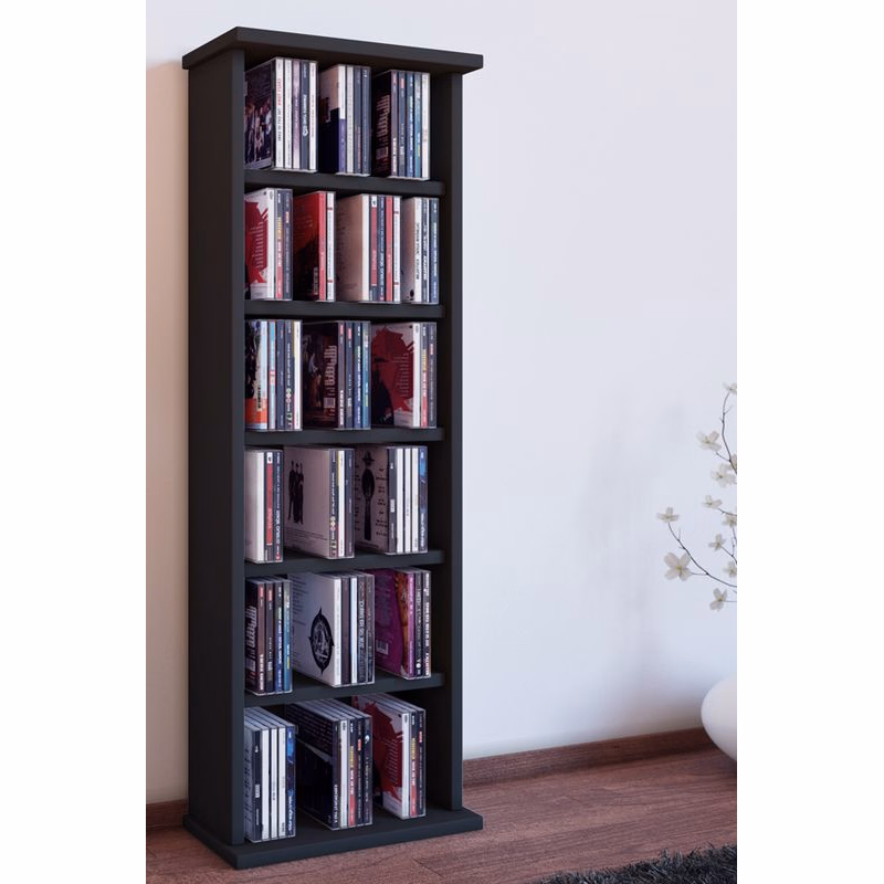 CD a DVD regál Vostan, čierna