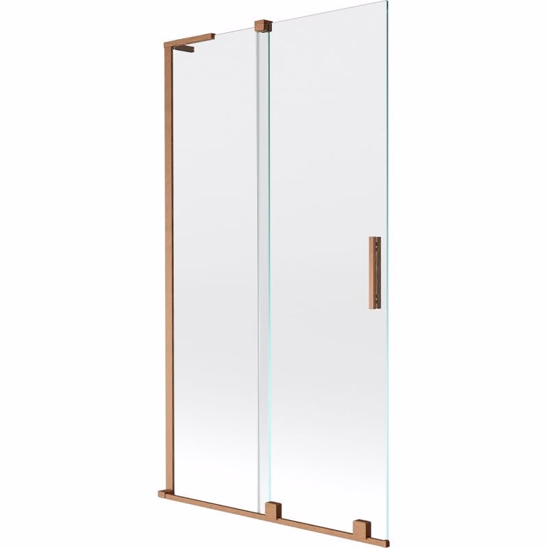MEXEN/S - Velar L dvojkrídlová posuvná vaňová zástena 100 x 150, transparent, meď kartáčovaná 896-100-003-01-65