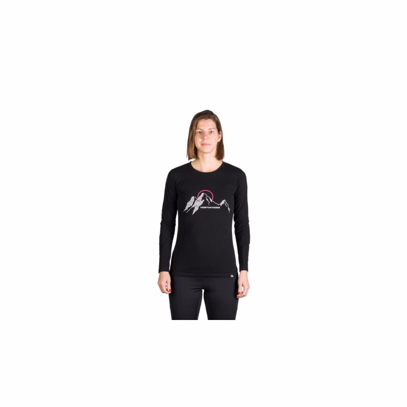 Dámske turistické tričko s dlhým rukávom NORTHFINDER SHARI-269black