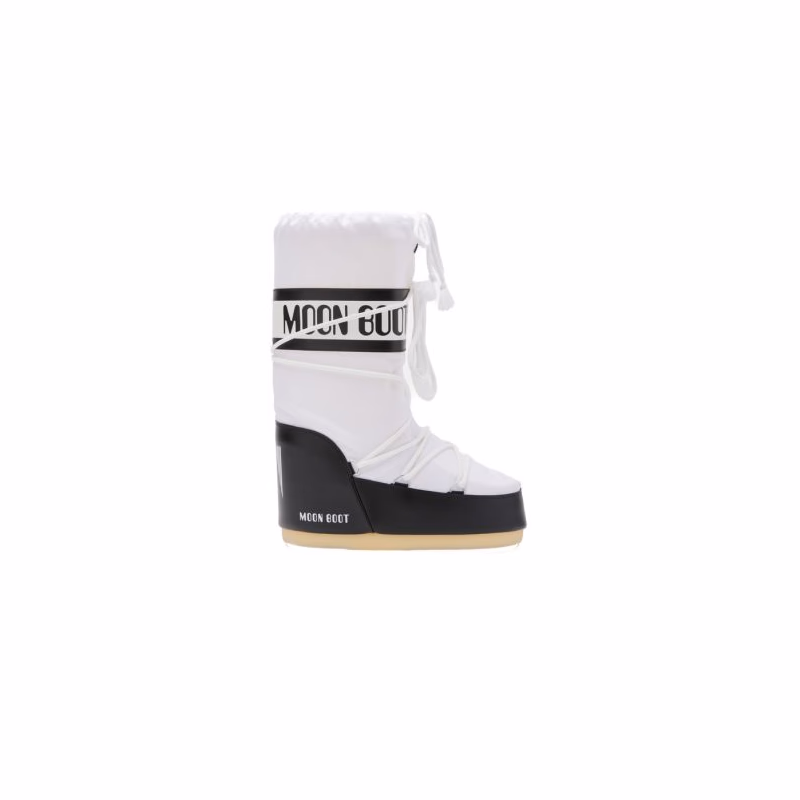 Juniorské vysoké zimné topánky MOON BOOT MB ICON NYLON JR, NA02 BLACK WHITE