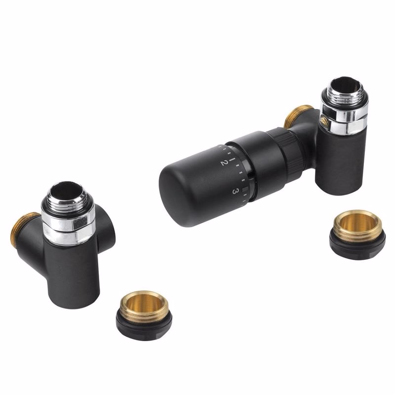 SAPHO - CORNER COMBI pripojovacia sada ventilov termostatická, pravé prevedenie, čierna mat CP3022BS