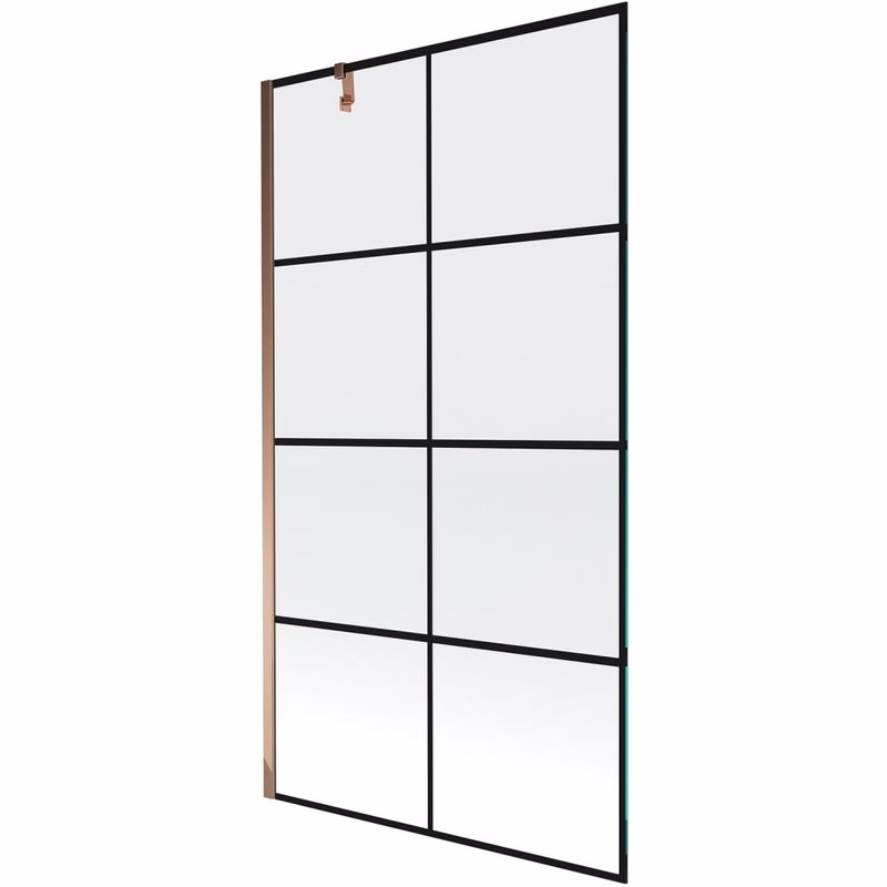 MEXEN/S - Next vaňová zástena FIX 100x150, čierny dekor, růžové zlato 895-100-000-00-77-60