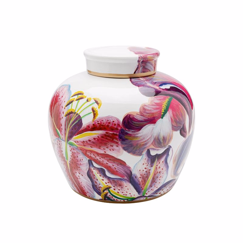 Dekoratívna dóza Lillies Pink Ø27cm