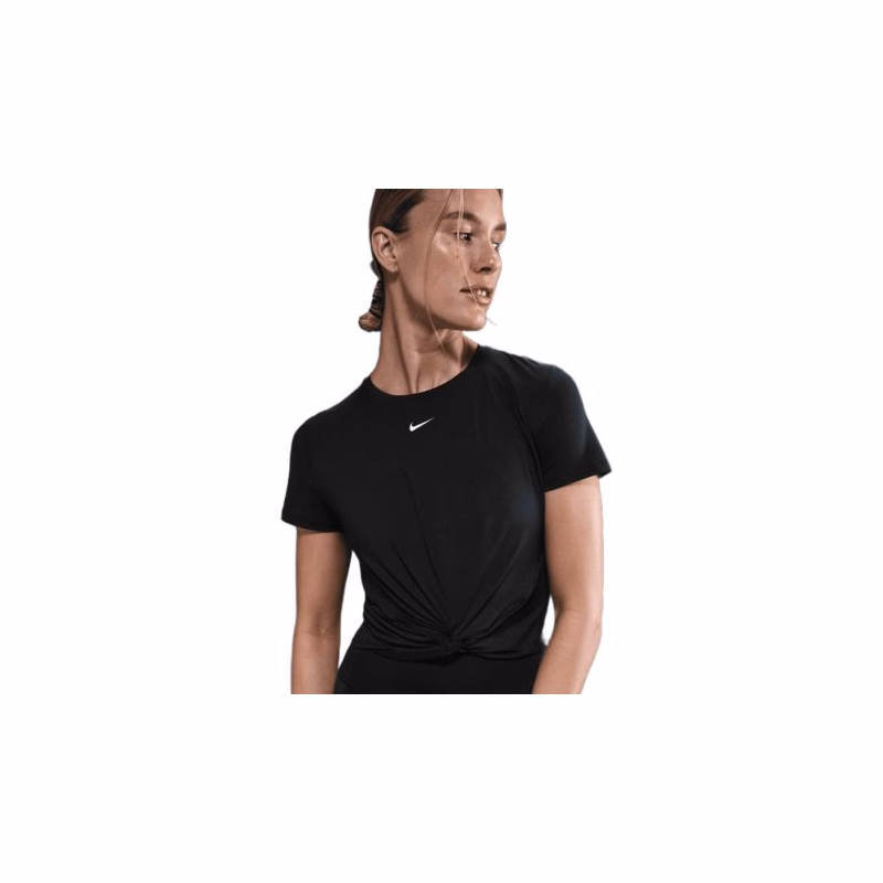 Dámske tréningové tričko s krátkym rukávom NIKE W NK ONE CLSC DF TWST SS TP WT BLACK WHITE