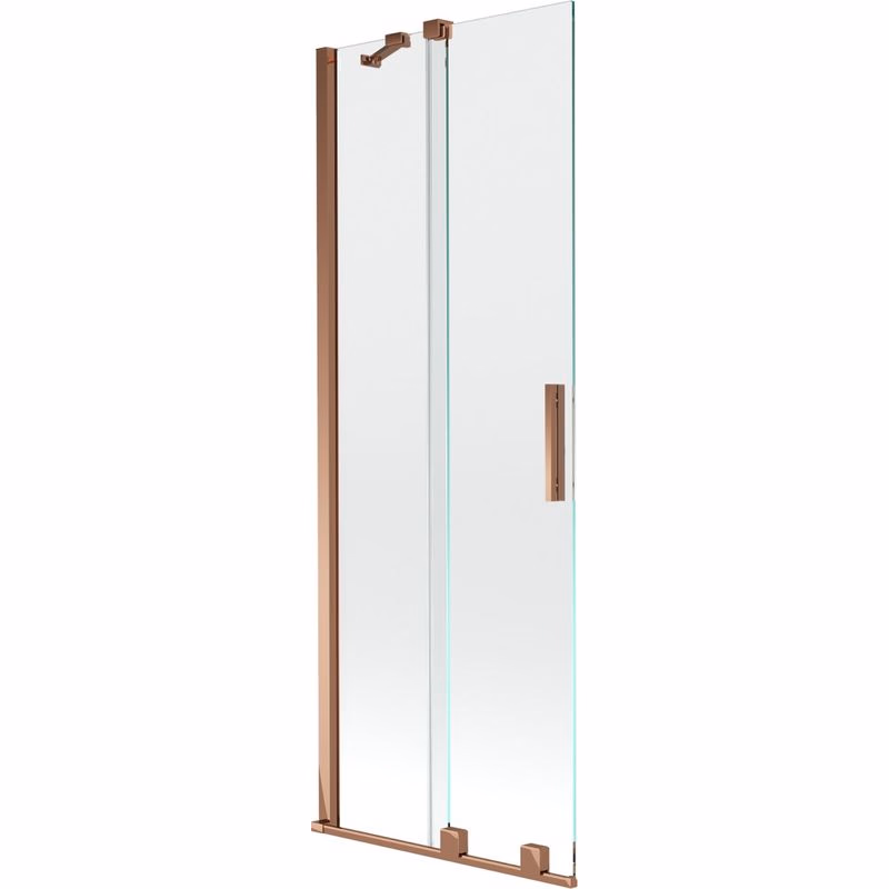 MEXEN/S - Velar Dvojkrídlová posuvná vaňová zástena 75 x 150, transparent, růžové zlato 896-075-000-01-60