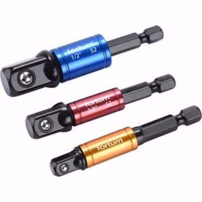 FORTUM Sada adaptérov, 3ks, 1/4" 6-hran na 1/4"-3/8"-1/2" 4-hran, S2