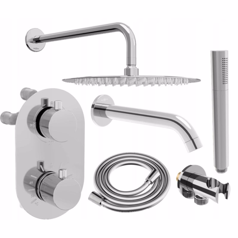 MEXEN/S - Kai DR70 podomietkový vaňový SET s výtokovou hubicou + slim sprcha 25, chróm 77602DR70251-00