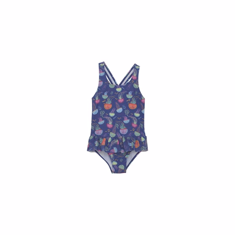 Dievčenské plavky COLOR KIDS Swimsuit W. Skirt, AOP-6149-Marlin