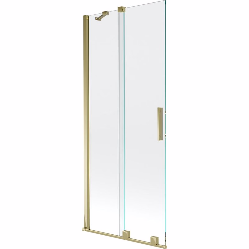 MEXEN/S - Velar Dvojkrídlová posuvná vaňová zástena 80 x 150, transparent, zlatá 896-080-000-01-50