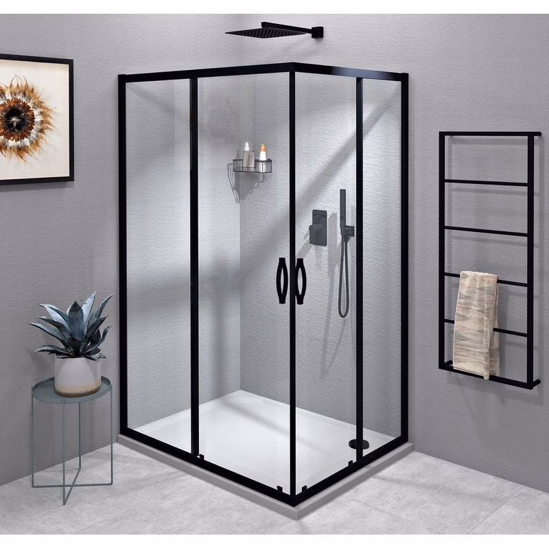 GELCO - SIGMA SIMPLY BLACK obdĺžniková sprchová zástena 1100x800 L/P varianta, rohový vstup GS2111B-04