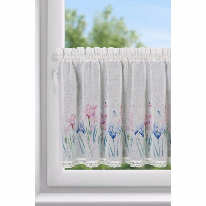 ArtFir Krátka záclona DOLOREZ P | biela/fialová 150 x 60 cm