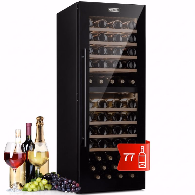 Klarstein Barossa 77 Duo, vinotéka, 191 l, 2 zóny, 77 fliaš, dotyková, LED, čierna