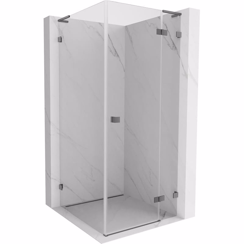 MEXEN/S - Lunar L sprchový kút dvere krídlové pravá 70 x 70, transparent, grafit metal 834L-070-070-95-00-P