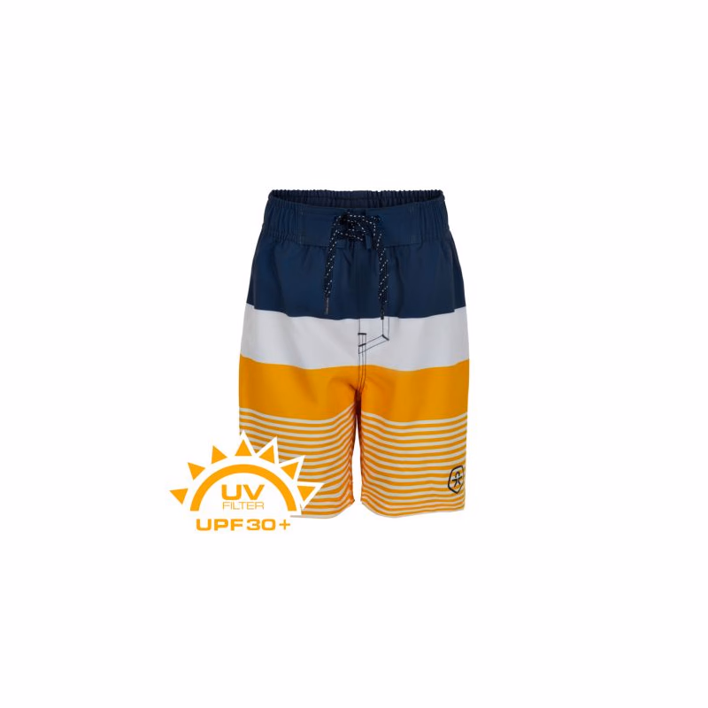 Chlapčenské plavky COLOR KIDS Swim shorts stripes UPF 30+ Saffron