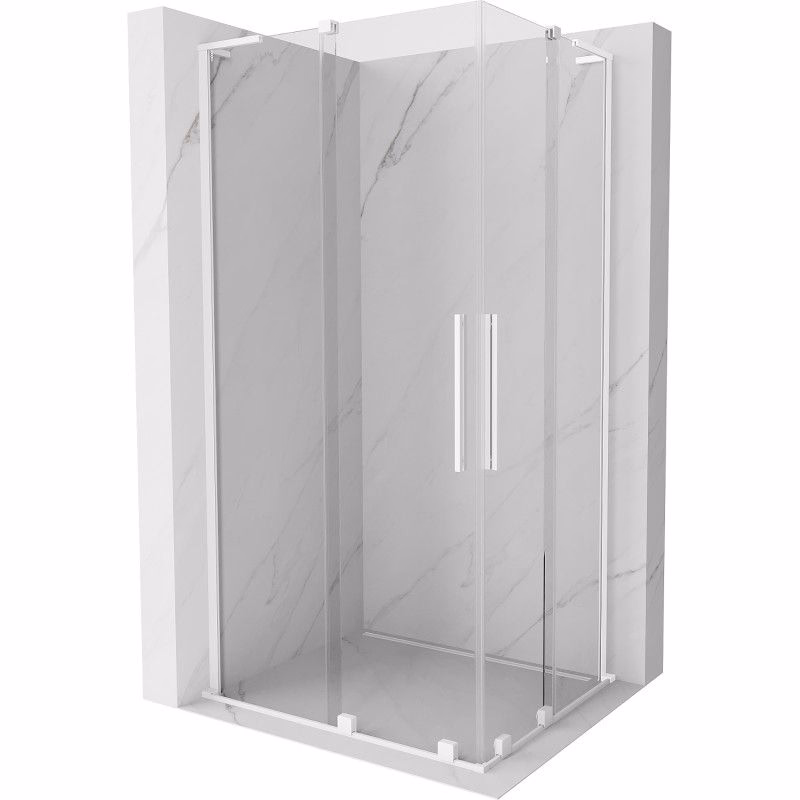MEXEN/S - Velar L Duo sprchovací kút, posuvné dvere 100 x 90, transparent, biela 871-100-090-02-03-20