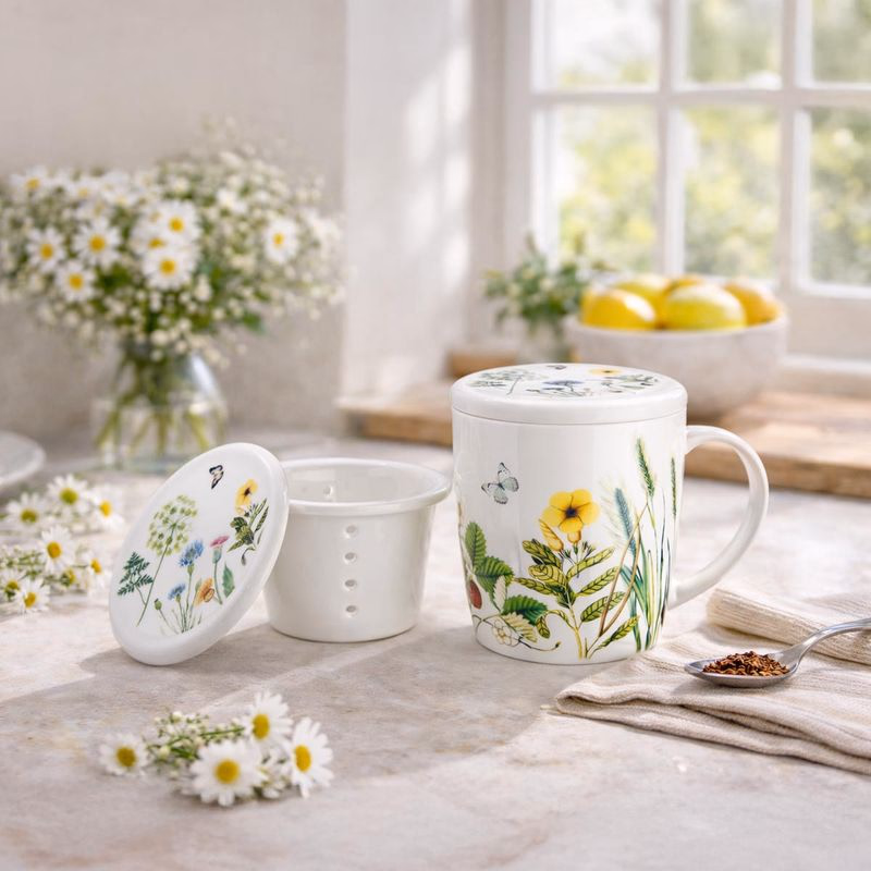 Porcelánová čajová súprava Divoké kvety, 300 ml