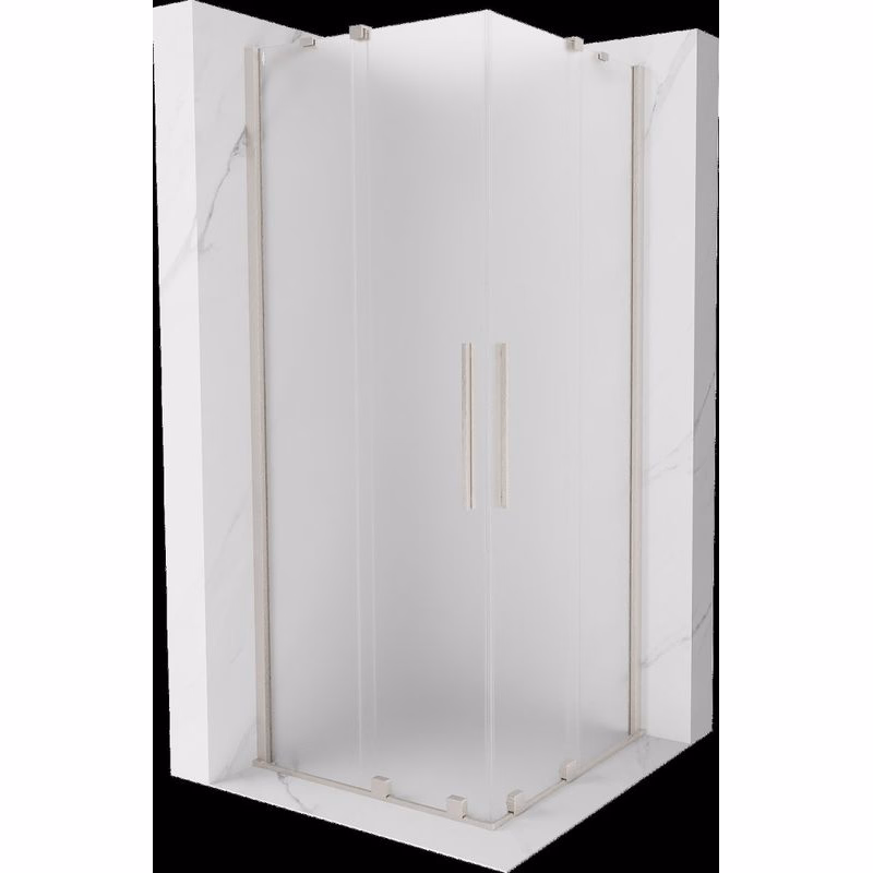 MEXEN/S - Velar Duo sprchovací kút, posuvné dvere 90 x 90, dekor, nikel kartáčovaný 871-090-090-32-97
