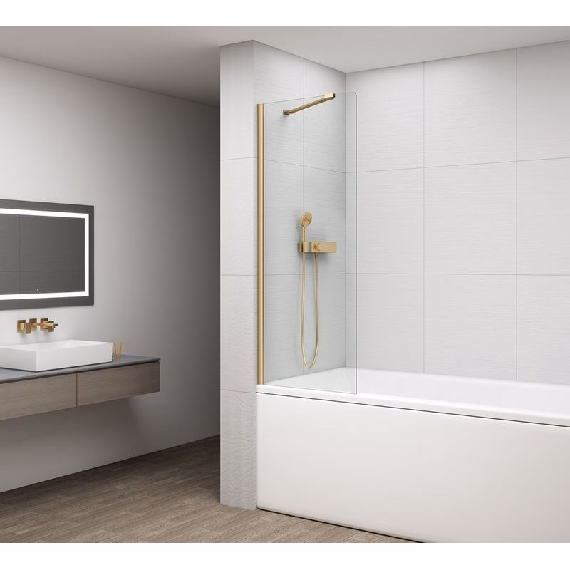 POLYSAN - FISA vaňová zástena 600x1500, zlato mat, číre sklo FS1062-G