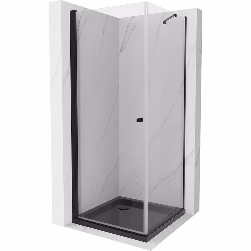 MEXEN/S - Pretória sprchovací kút 80x80, transparent, čierna + sprchová vanička vrátane sifónu 852-080-080-70-00-4070B