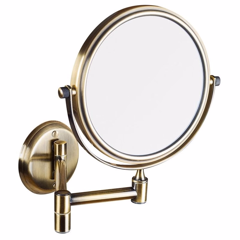 SAPHO - Závesné kozmetické zrkadlo, priemer 140, obojstranné, bronz XP012
