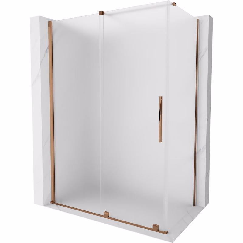 MEXEN/S - Velár sprchovací kút, posuvné dvere 140 x 85, dekor, ružové zlato 871-140-085-31-60