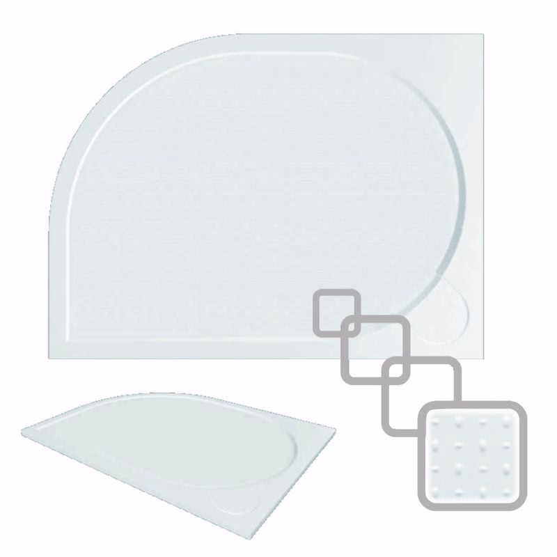 OLSEN SPA - Asymetrická štvrťkruhová mramorová sprchová vanička Laka R550 - Rozmer A - 100, Rozmer B - 80, Spôsob prevedenia - Ľavé VANKCCTVRT1080L