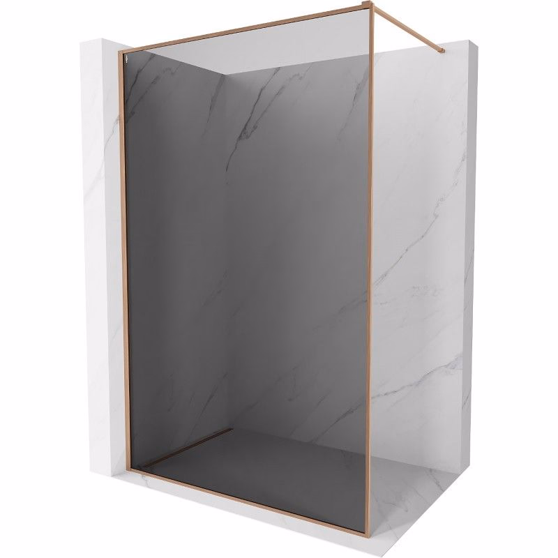 MEXEN/S - Kioto-F Sprchová zástena WALK-IN s rámom 70 x 202, grafit 8 mm, meď kartáčovaná 800-070-104-65-40