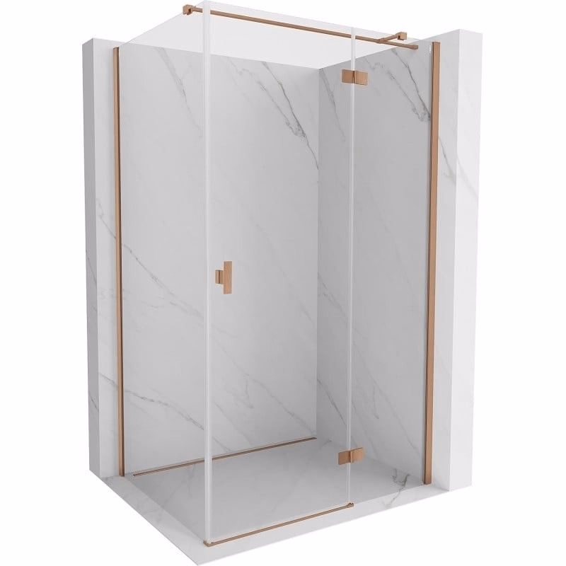 MEXEN/S - Mist HT sprchovací kút dvere krídlové pravá 90 x 80, transparent, meď kartáčovaná 8A5T-090-080-65-00-P