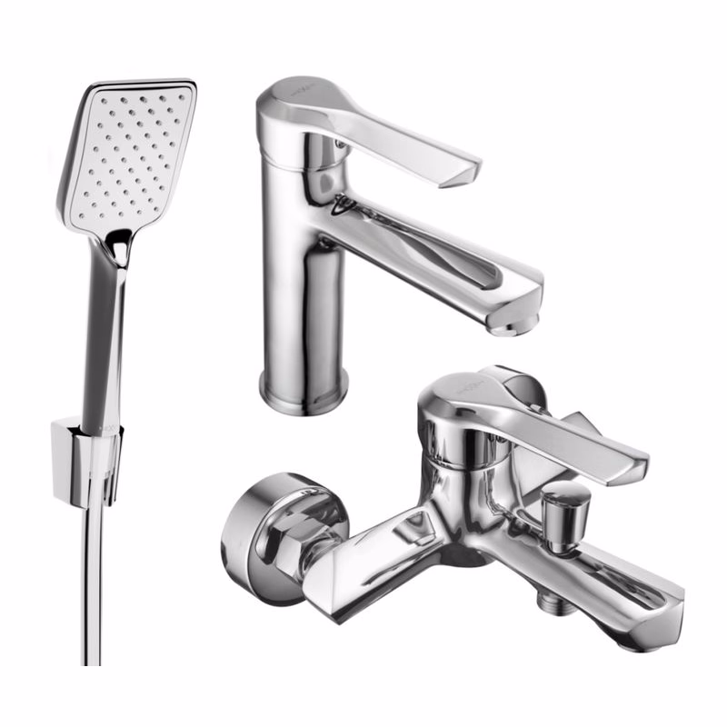 MEXEN/S - Saber R62 Set umývadlové a vaňové batérie s príslušenstvom, chróm 72103R62-00
