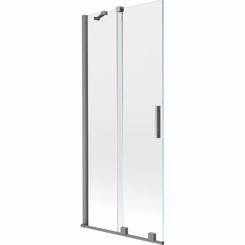 MEXEN/S - Velár dvojkrídlová posuvná vaňová zástena 80 x 150, transparent, grafit metal 896-080-000-01-95