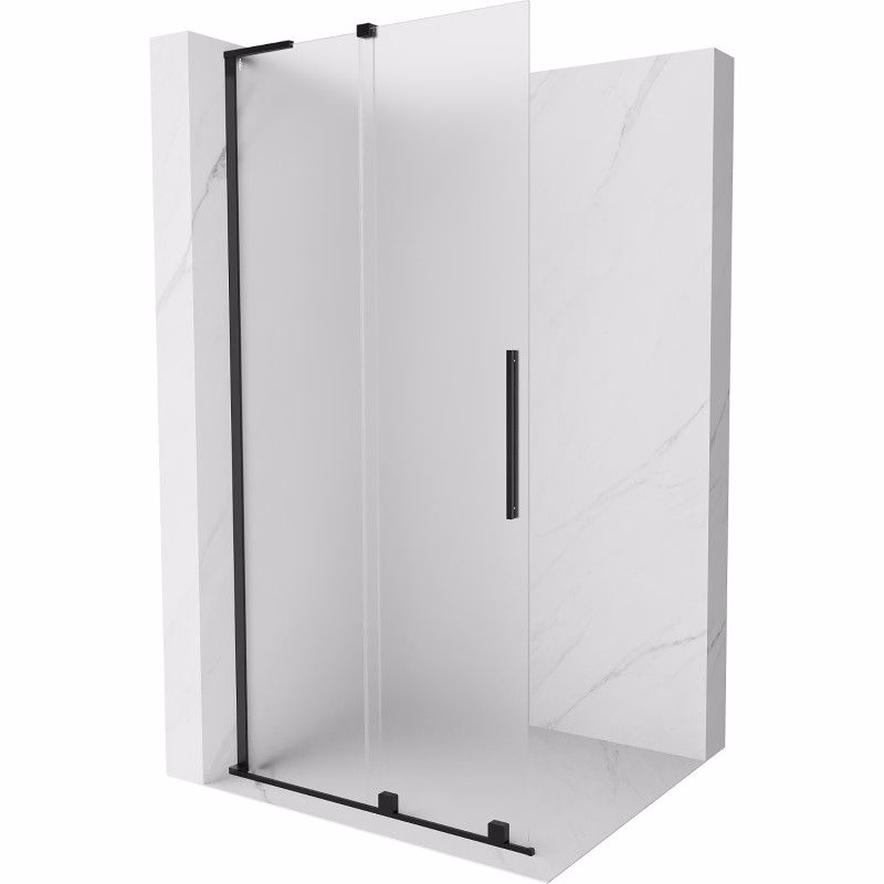 MEXEN/S - Velar L Sprchová zástena posuvná Walk-in 100 x 200, dekor 8 mm, čierna 871-100-003-33-70
