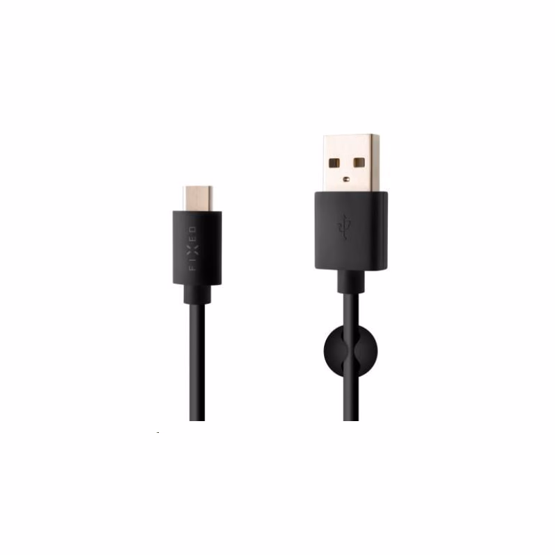 FIXED dátový a nabíjací kábel, USB-A -> USB-C, 20 W, dĺžka 2 m, čierna