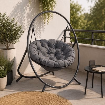 Chomik Závesné kreslo PATIO s poduškou | sivá/sivá