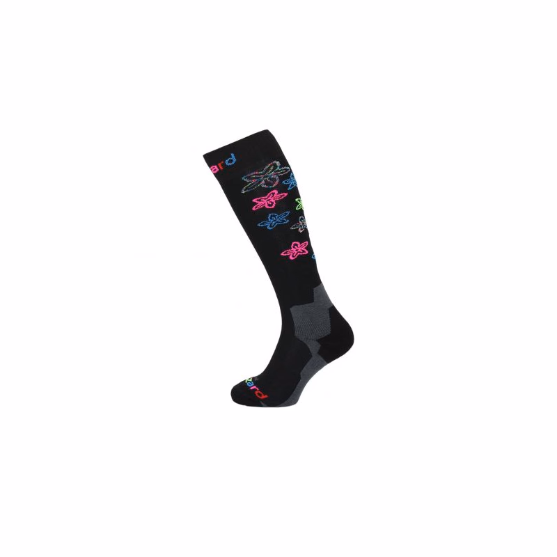 Juniorské lyžiarske podkolienky (ponožky) BLIZZARD Viva Flowers ski socks junior,black flowers