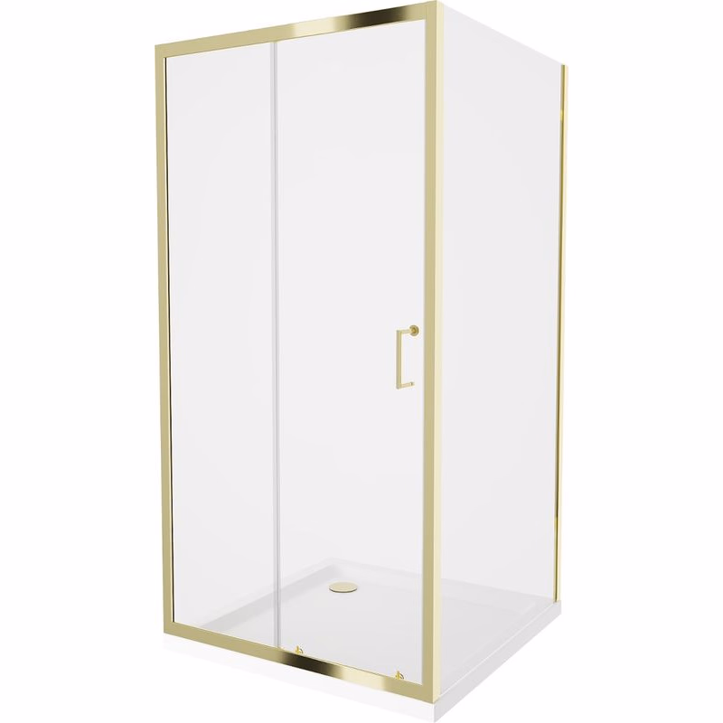 MEXEN/S - Apia Sprchovací kút 100x100, transparent, zlato + vanička so sifónom 840-100-100-50-00-4010G