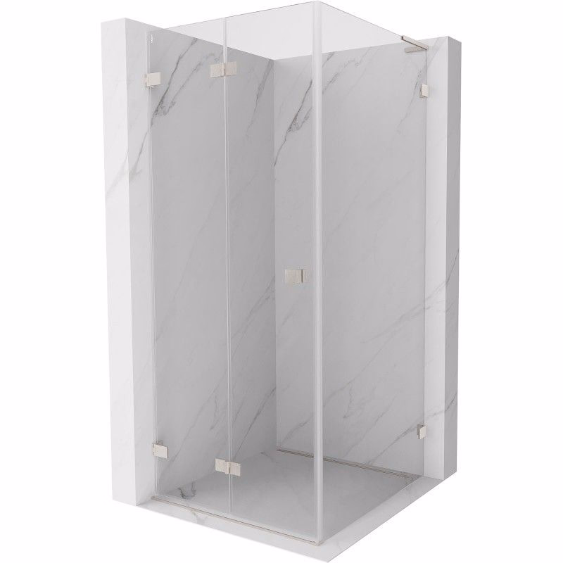 MEXEN/S - Lunar-F L sprchový kút skladacie dvere ľavá 70 x 70, transparent, nikel kartáčovaný 836L-070-070-97-00-L